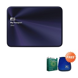 Express Gadget - WD My Passport Metal Edition Hardisk Eksternal - Biru [3 TB/USB 3.0] + Free Kaspersky + Pouch