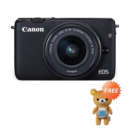 Canon EOS M10 Kamera Mirrorless with EF-M15-45mm - Black + Free Boneka Rilakkuma