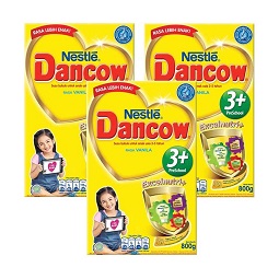 Buy 3 Dancow Vanila 3+ Susu Formula [800 GR] Free Container Set