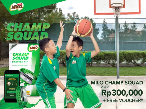 Milo Champ Squad Only Rp300.000 + Free Voucher