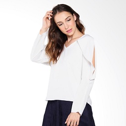 Papercut Fashion C08 Ruffle Top 8011 Atasan Wanita - White