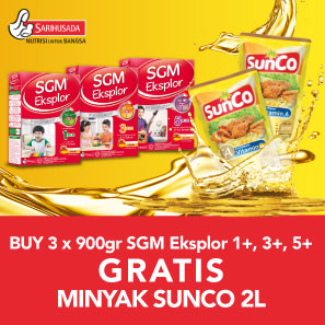 Buy 3 x 900gr SGM Eksplor Gratis MInyak Sunco 2L