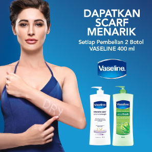 Beli 2 Vaseline 400 ml Dapatkan Scarft Menarik Gratis