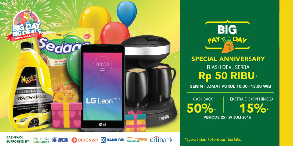 Big Day Big Deals Special Anniversary Flash Deal Serba Rp 50RIBU