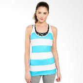As Nike Get Fit Rgby Strpe Tnk 648558-407 Singlet Olahraga - Blue White