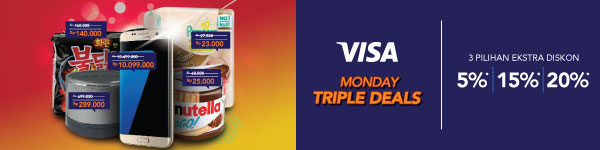 VISA Monday Triple Deals 3 Pilihan Ekstra Diskon 5%* 15*% 20%*