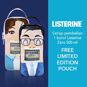 Listerine FREE Limited Edition Pouch Setiap Pembelian 1 Botol Listerine Zero 500ml