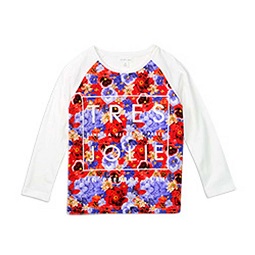 Pumpkin Patch Raglan Sleeve Floral Tee Atasan Anak Vanilla