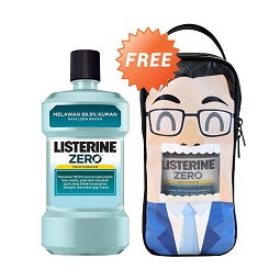 Listerine Zero Obat Kumur Mouthwash 500 mL + Free Pouch