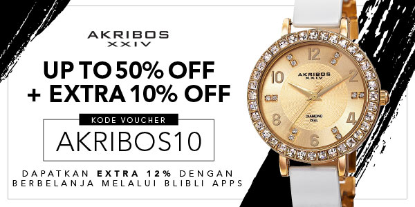 Akribos XXIV Up To 50% OFF + Extra 10% OFF Dapatkan Extra 12% Melalui Blibli Apps
