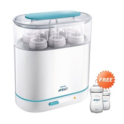  Philips Avent 3 in 1 Electric Steam Sterilizer Free Philips Avent SCF693-27 Bottle Nat Twin Pack 260 mL