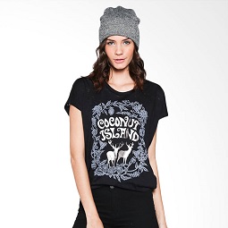  Coconut Island Oversize LLLR039H01 Black Kaos Wanita