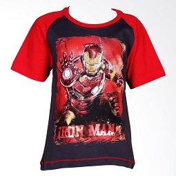  The Avengers Age of Ultron Iron Man Raglan Black Red Atasan Anak