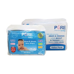 Pure Baby Hand & Mouth Wipes Value Pack 60's Aloe Vera