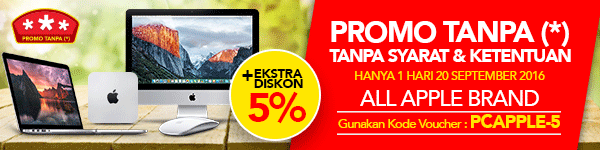 PROMO TANPA (*)  HANYA 1 HARI 20 SEPT ALL APPLE BRAND EKSTRA DISKON 5%