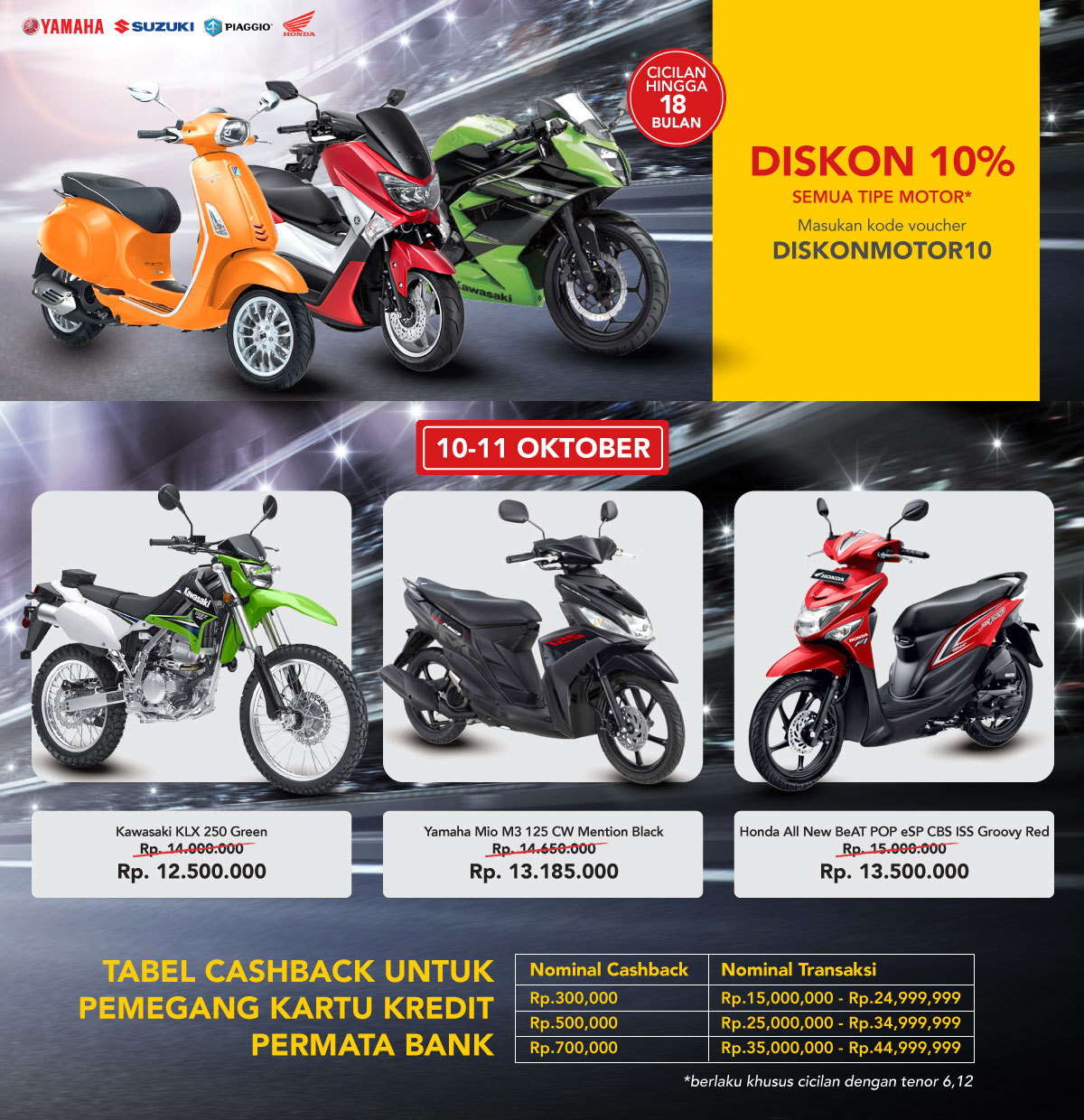 Promo Diskon Semua Motor 10 Cicilan Hingga 24 Bulan Bliblicom