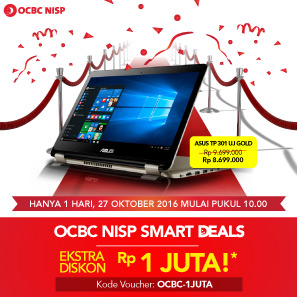 OCBC NISP Smart Deals - Laptop Asus Ekstra Diskon Rp 1Juta