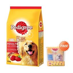  Pedigree Beef & Vegetables 1500g + Free Container Box Pedigree