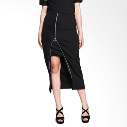 Papercut Two in One Zipper Skirt A B 002 07 Black Rok Wanita