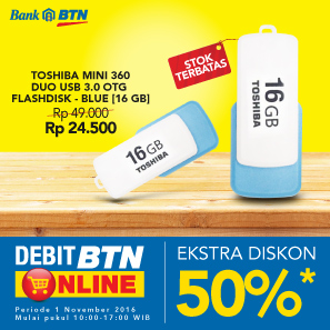 Debit BTN Online EKSTRA DISKON 50% Flashdisk Toshiba