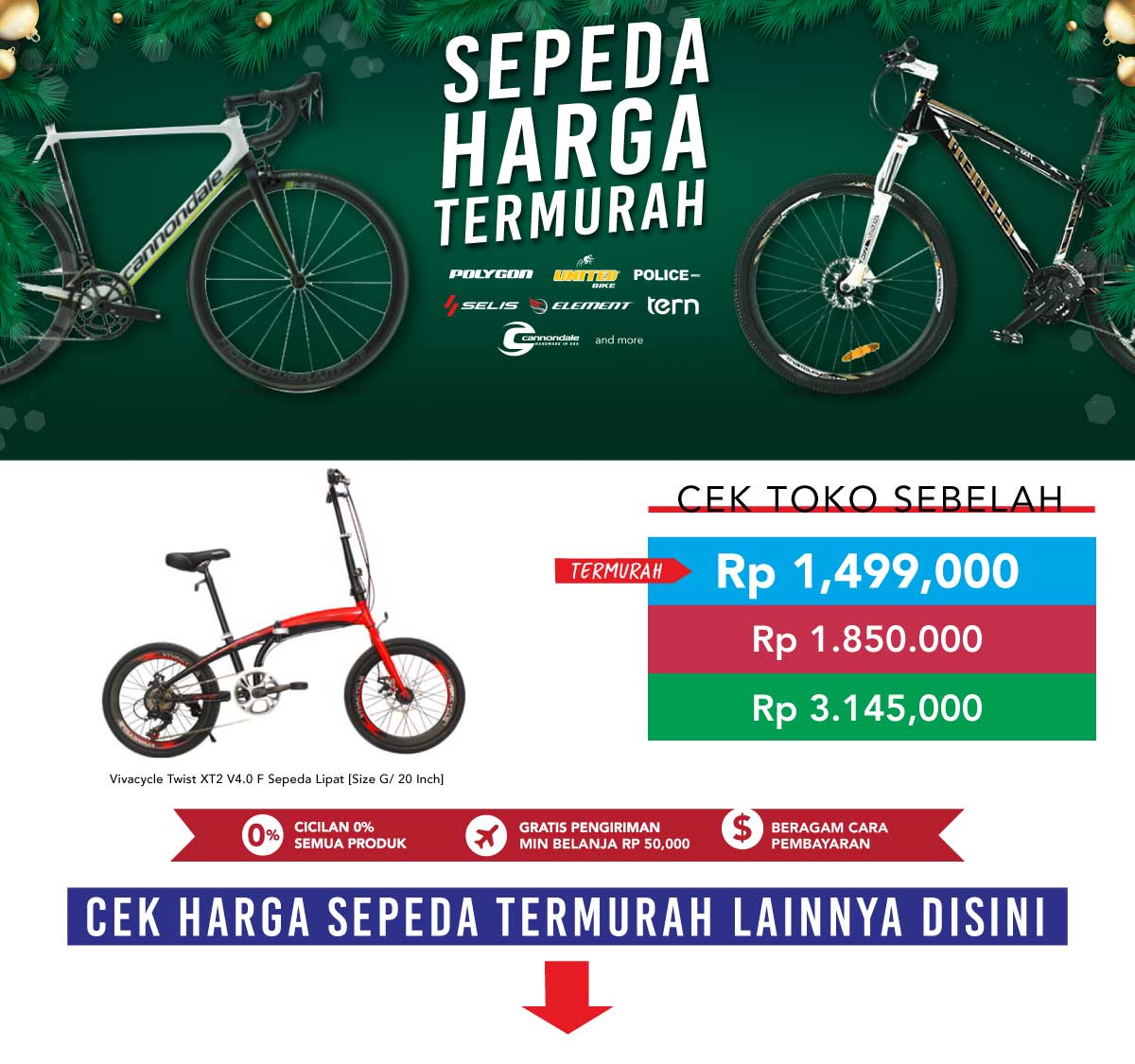Koleksi Sepeda Paling Murah Lipat Exotic 20 Rem Vbrake Untuk Anak Dan Dewasa