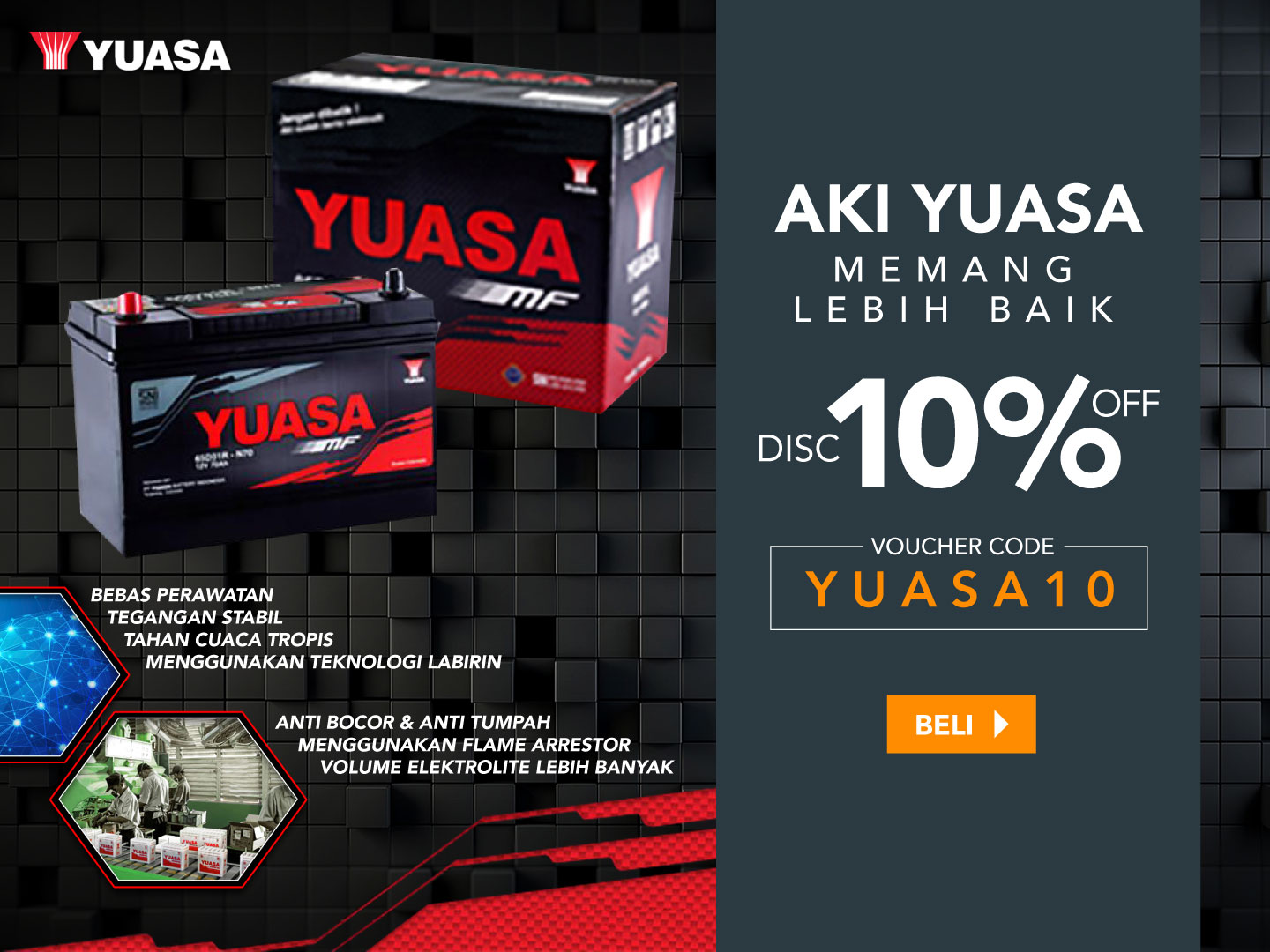 Promo Jual Aki Merk Terbaik Yuasa Diskon 10% | Blibli.com