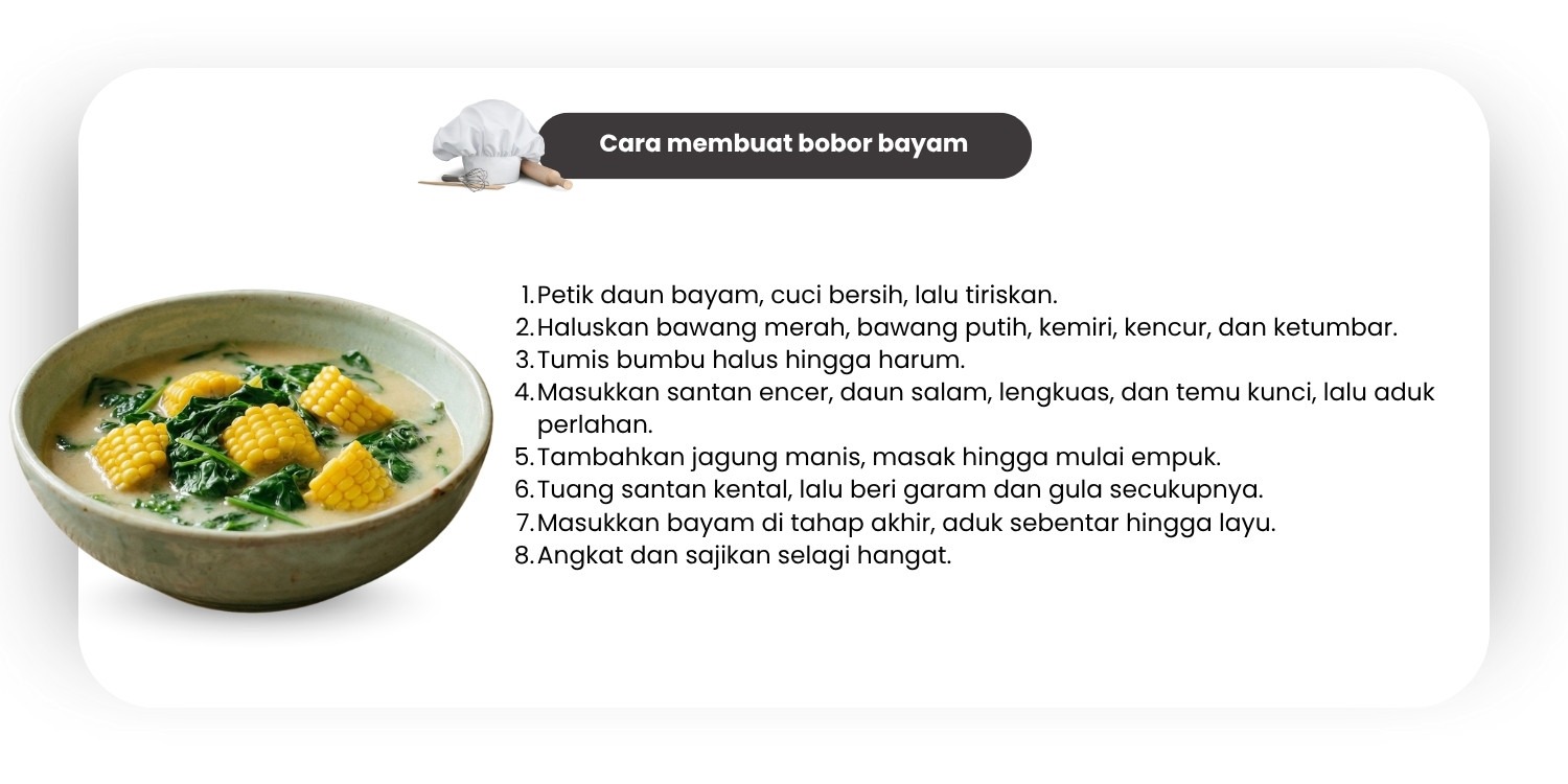 Cara Membuat Bobor Bayam