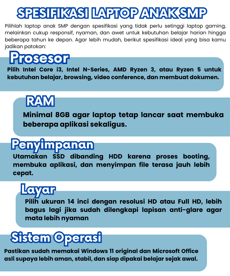 Rekomendasi Laptop untuk Anak SMP