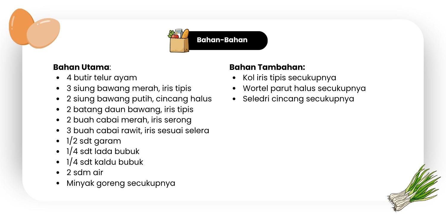 Bahan-bahan telur dadar tebal