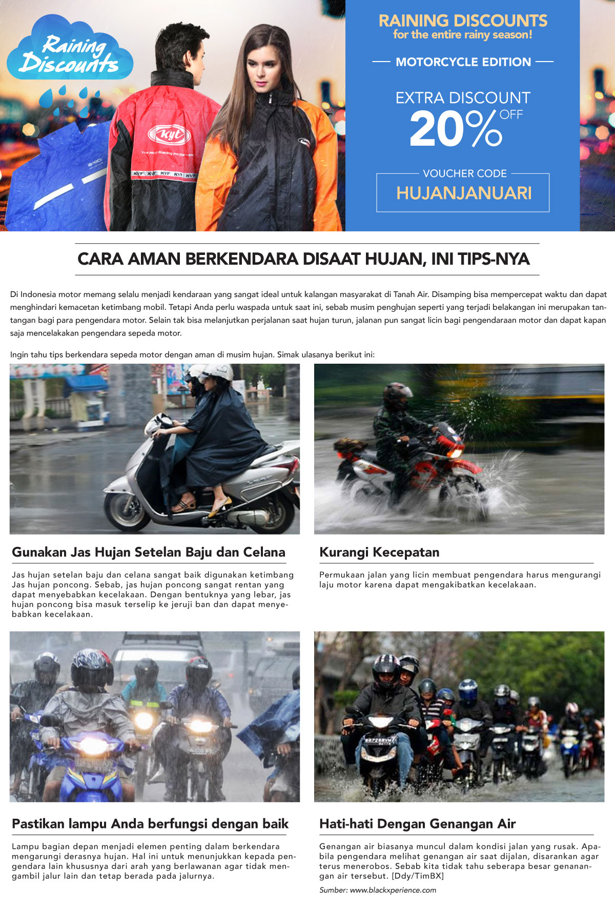 Promo Diskon 20% Produk Persiapan Hujan Untuk Motor 