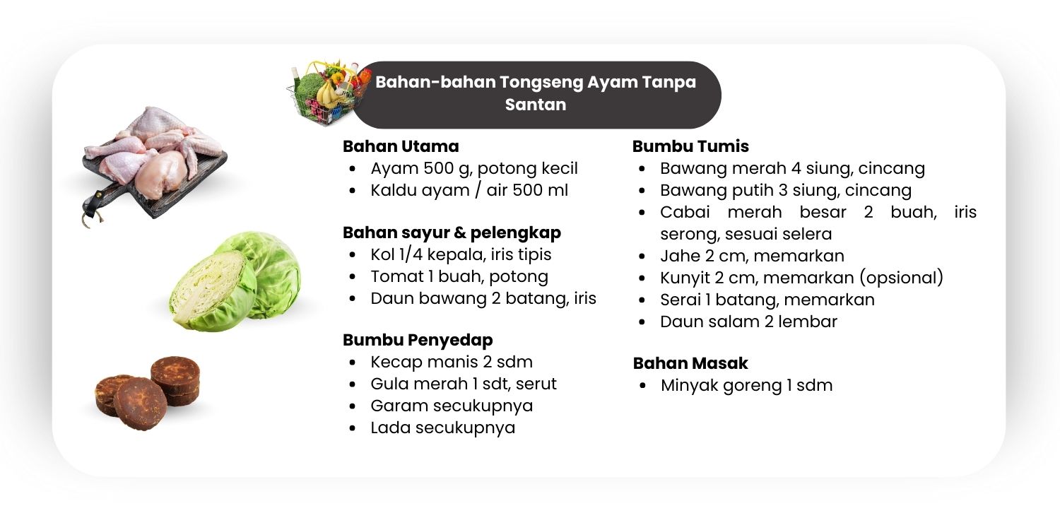 Bahan-bahan tongseng ayam tanpa santan