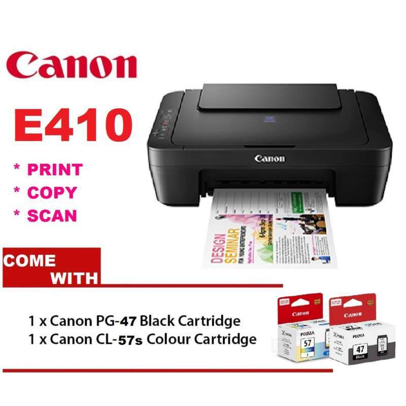 printer all in one inkjet canon pixma e410 original garansi resmi print scan copy black