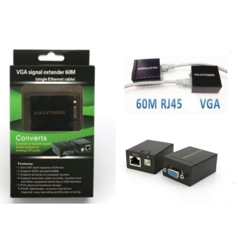 Jual Vga Extender 60m single CAT5/5e/6 