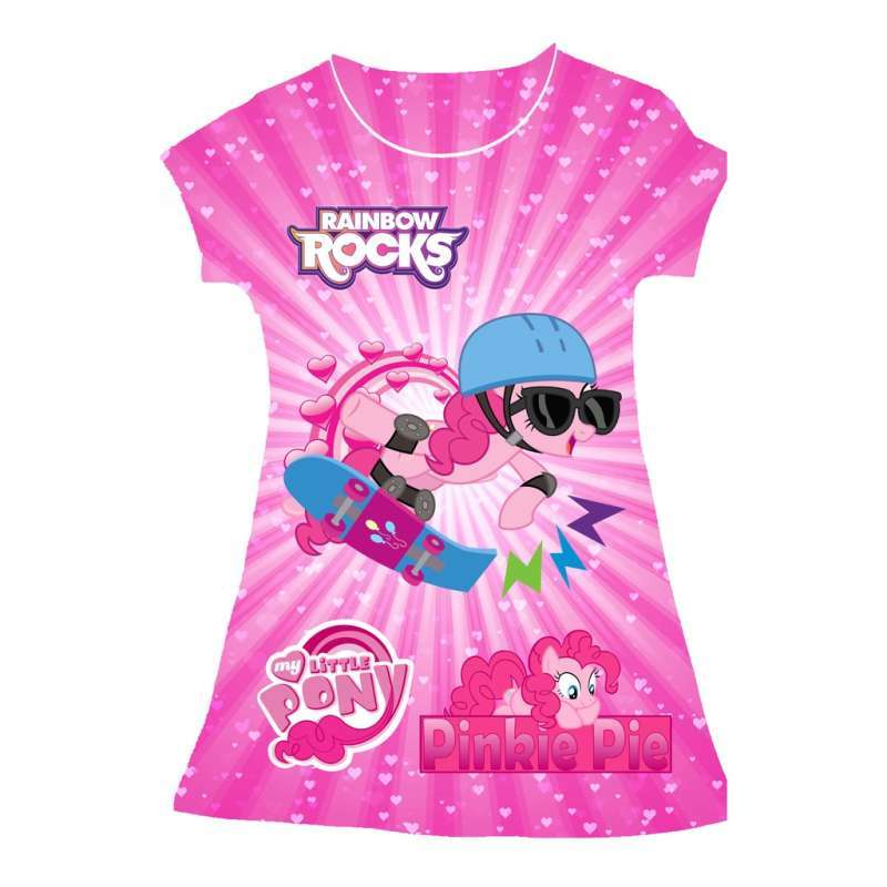 DRESS ANAK PEREMPUAN CEWEK KARAKTER LITTLE PONY RAINBOW ROCKS DRESS KUDA  PONI BAJU RUMAH ANAK TSUM DASTER ANAK PREMIUM HOME DRESS ANAK PREMIUM