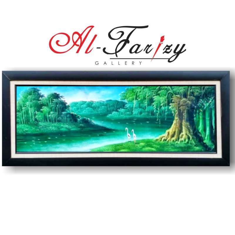 Jual Lukisan Pemandangan Alam Sawah Telaga Danau Air Terjun Lengkap Dengan Frem Ukuran 30x90 Cm Terbaru Juni 2021 Blibli