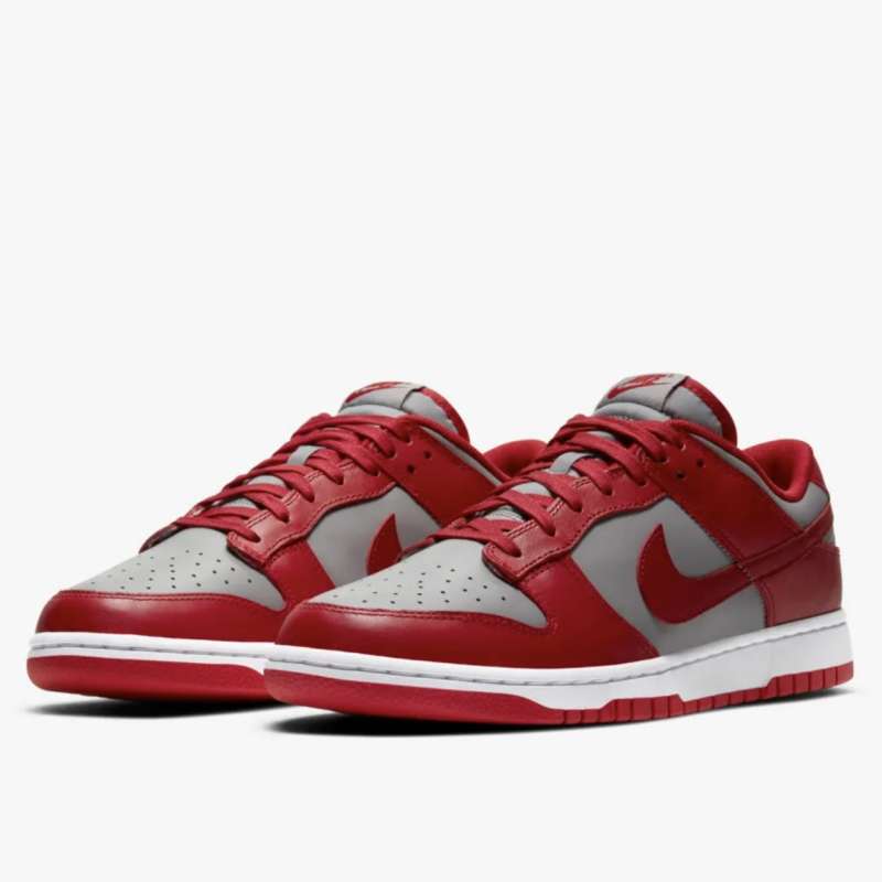 nike dunks low gray and red