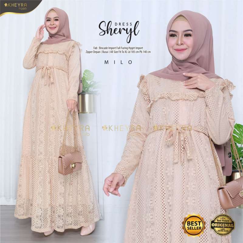 Jual Dress Gamis Brokat Bordir Kombinasi Hyget Polos Import Pita Dipinggang Dan Resleting Didepan Busui Murah Mei 2021 Blibli