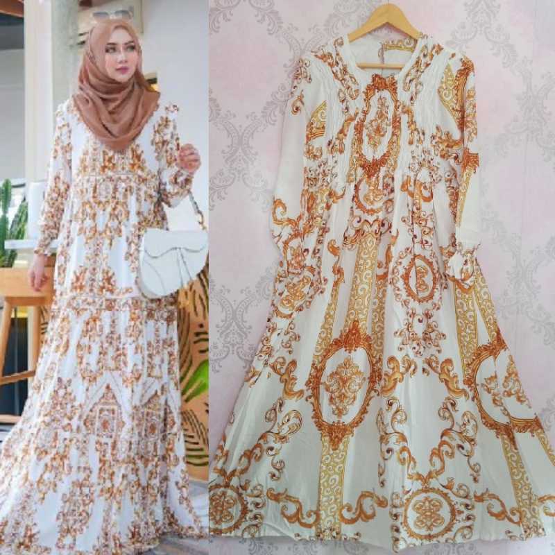 Jual Dress Muslim Gamis Sultan Smoke Kerut Dada Rayon Premium Murah Mei 2021 Blibli