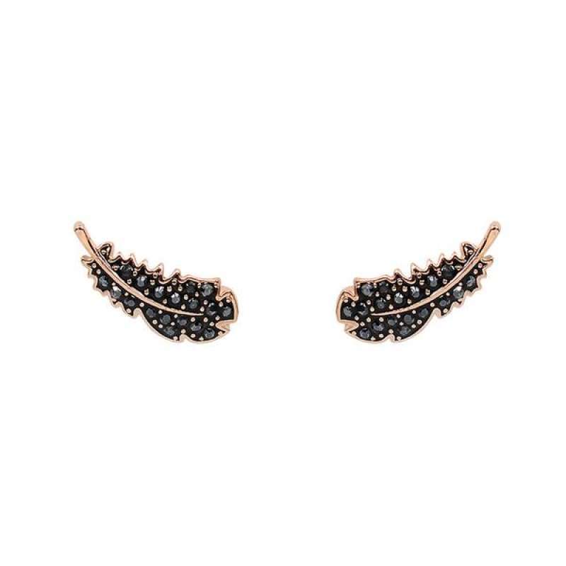 Crystal Feather Rose Earrings 