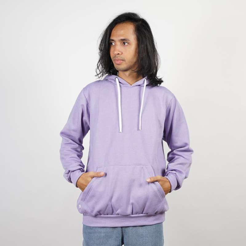 Jaket Sweater Polos Hoodie Jumper Lavender Ungu Lilac Unisex Premium Quality