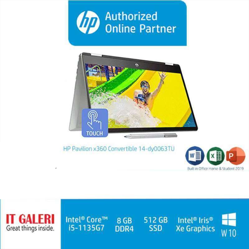 HP Pavilion X360 14 Touchscreen Laptop for Students with Intel Core i5, 8GB RAM, and 512GB SSD in Silver, Plus Free Backpack & Microsoft Office 2019