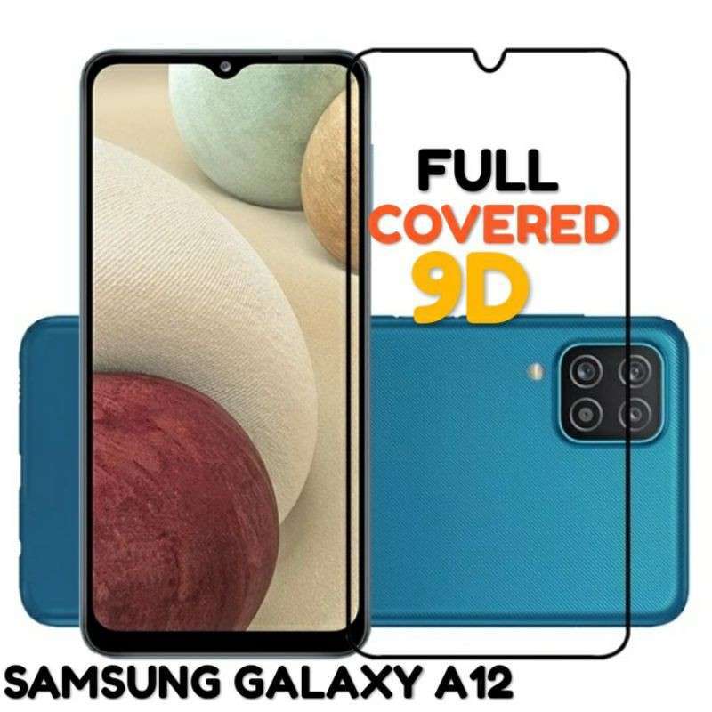 Tempered Glass Full Cover 9H untuk Samsung Galaxy A12 List Hitam