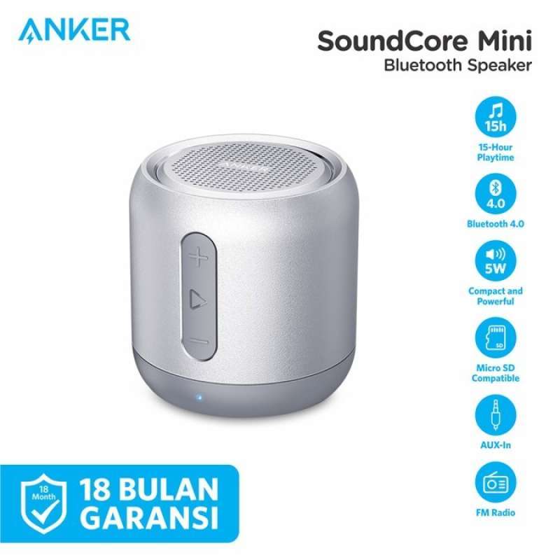 Jual Speaker Bluetooth Anker Soundcore Mini A3101 Silver di