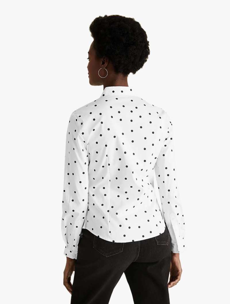 Cotton Polka Dot Fitted LS Shirt 