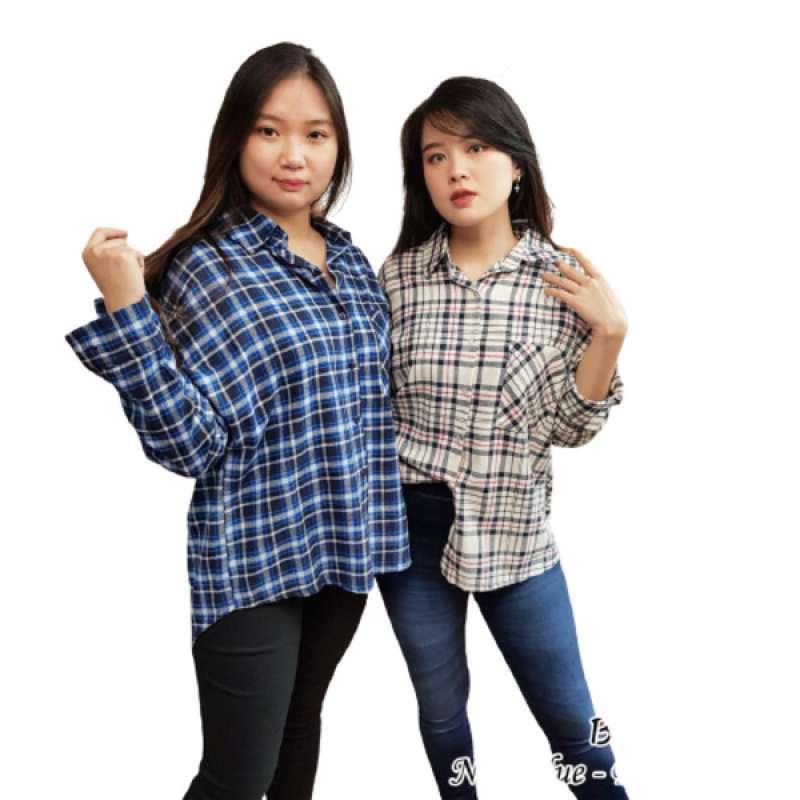 Jual Kemeja Kotak-kotak Wanita Lengan 