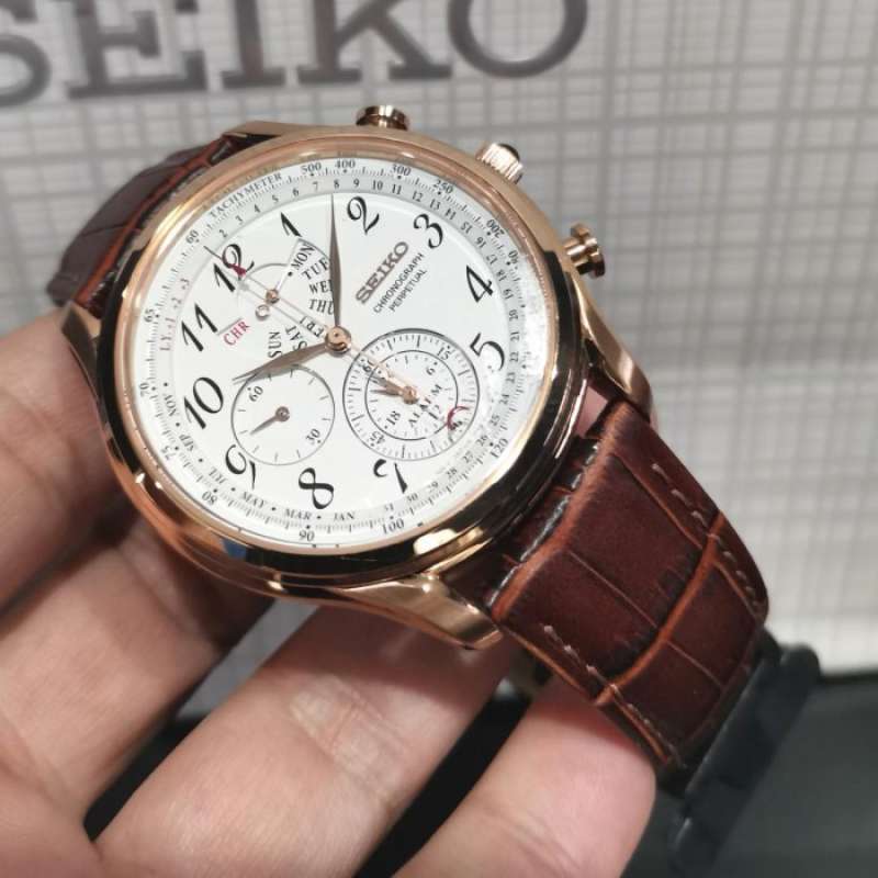 Jual Jam Tangan Pria Seiko Perpetual Calendar Leather SPC256P1