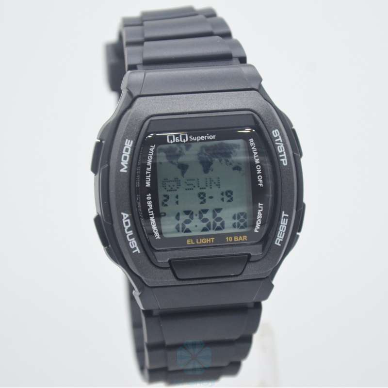 Q Q MMW3P101Y Jam Tangan Pria Digital Databank Hitam QQ Japan Original