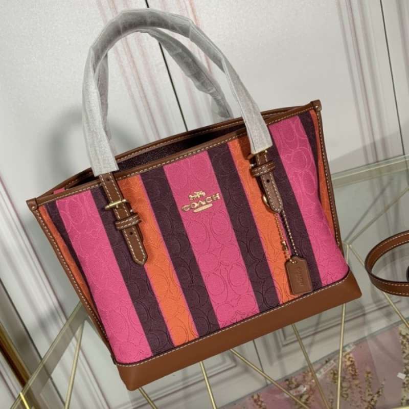 coach mollie tote in signature jacquard with stripes