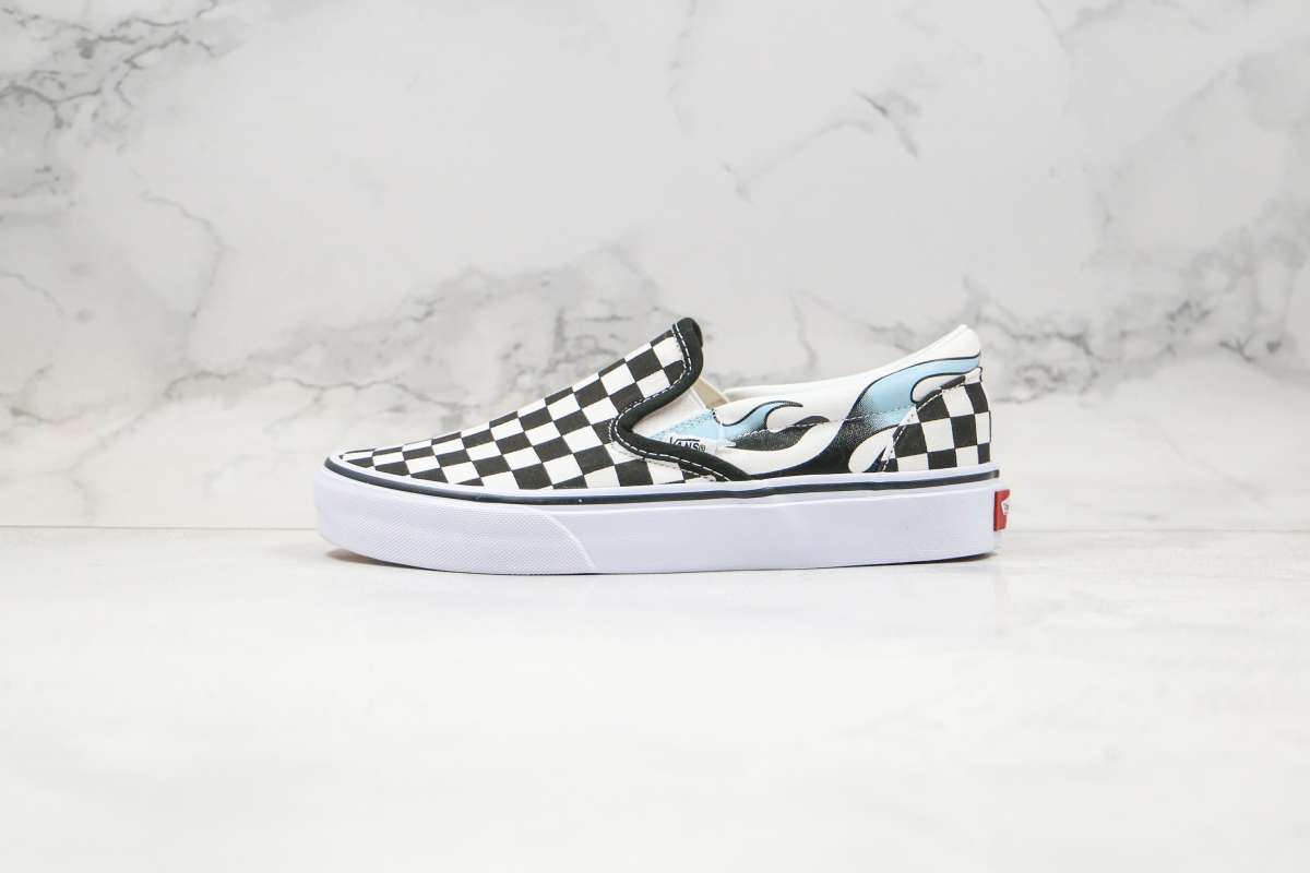 white checkered vans slip ons womens