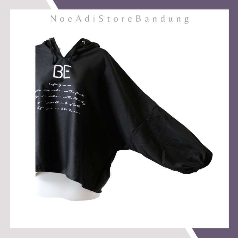 NOEADISTORE BE BTS21 HOODIE WANITA CROP OVERSIZE V NECK BATWING FLEECE LEMBUT KOREANSTYLE